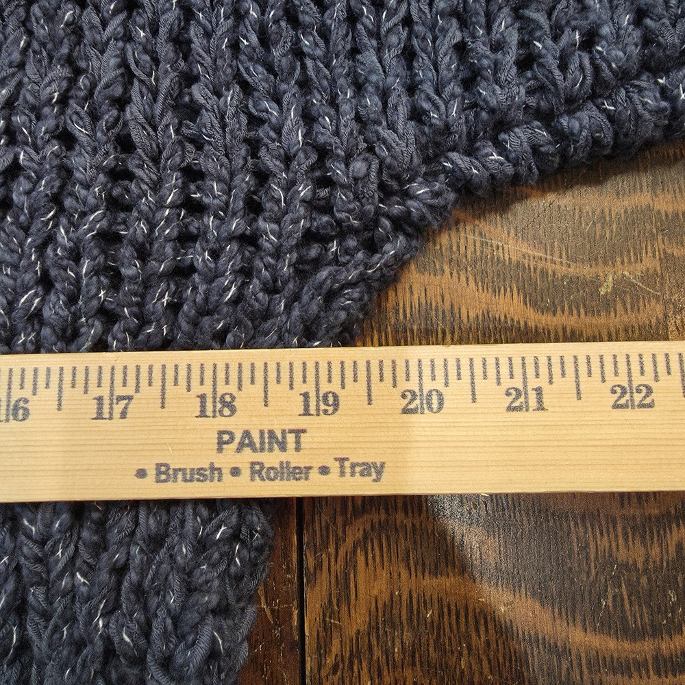 Free People Cozy Georgia Vneck navy blue chunky knit sweater 3/4 sleeve size S/P - Picture 9 of 9